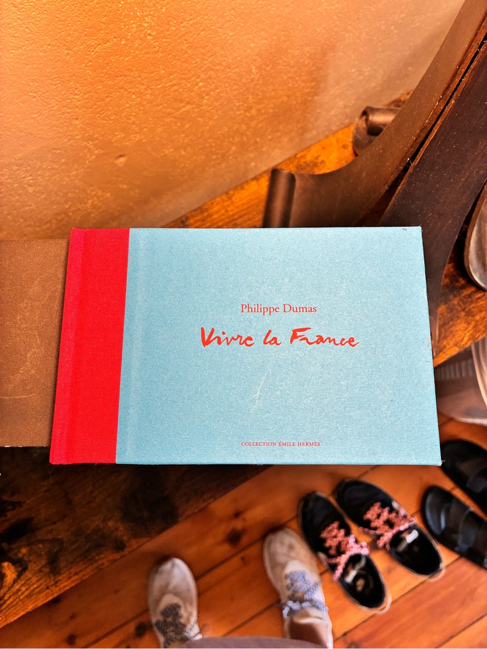 Hermes Blue Cover Decorative Book with Red Spine